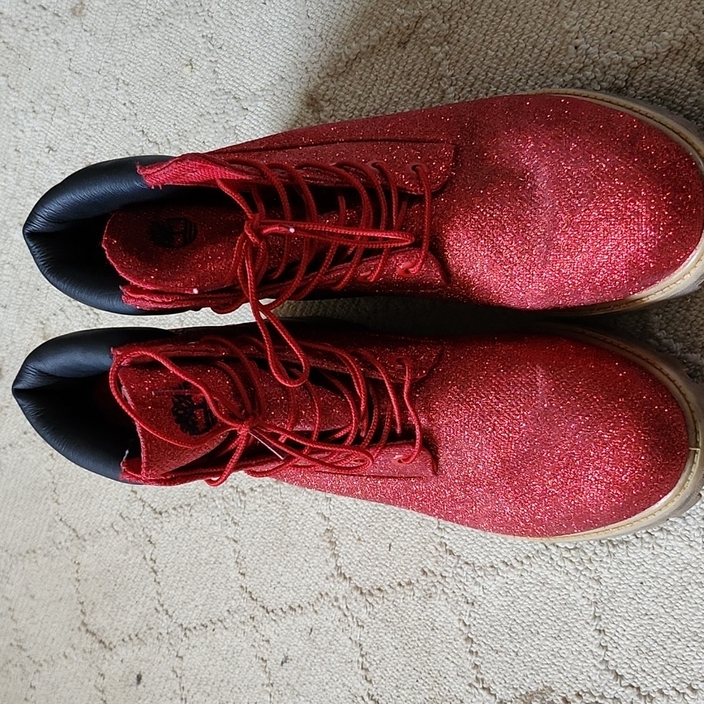 Timberland boots size 11.  Sparkly red in color